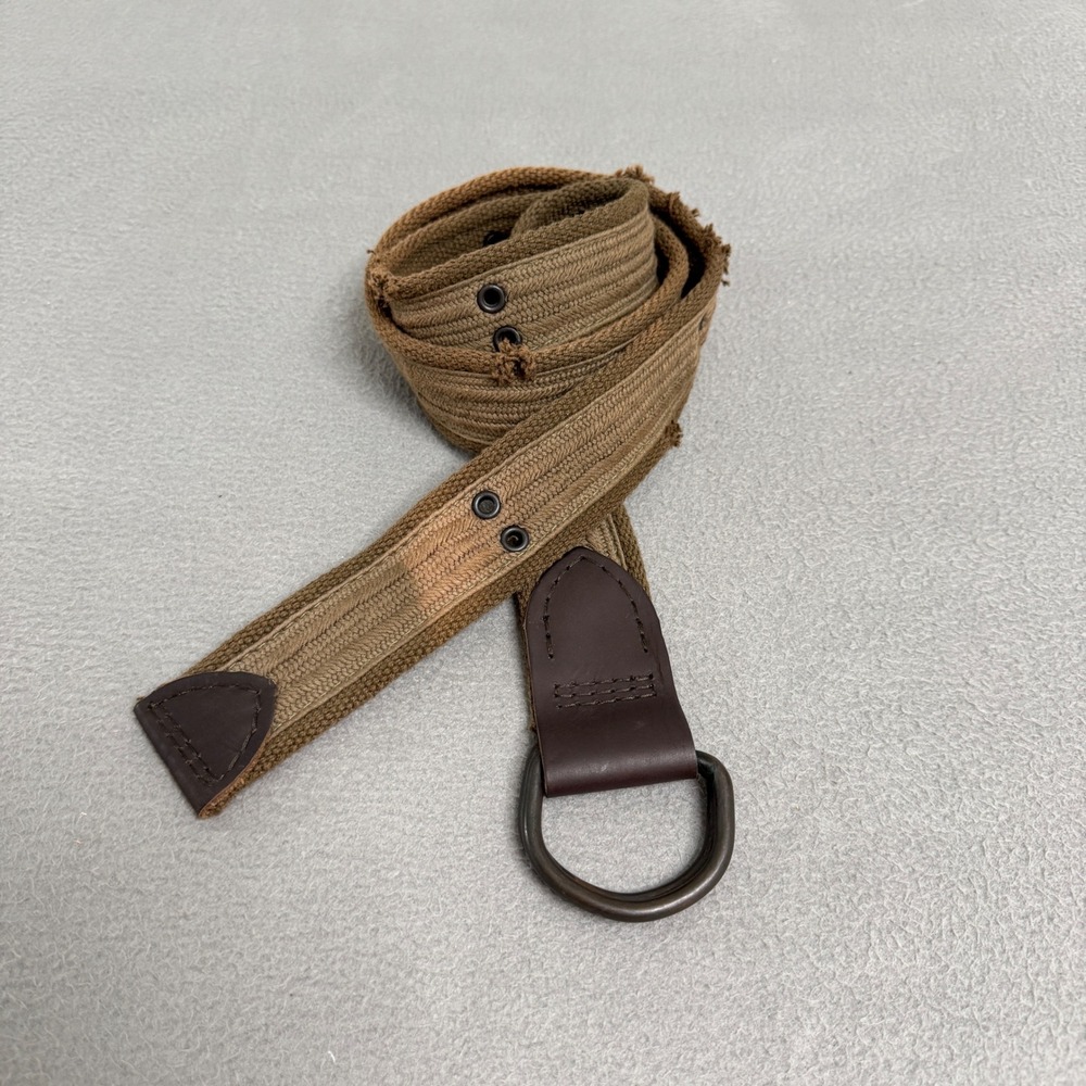 Canvas Belt Mens 31 Brown Distressed Military Punk Grunge D-Ring